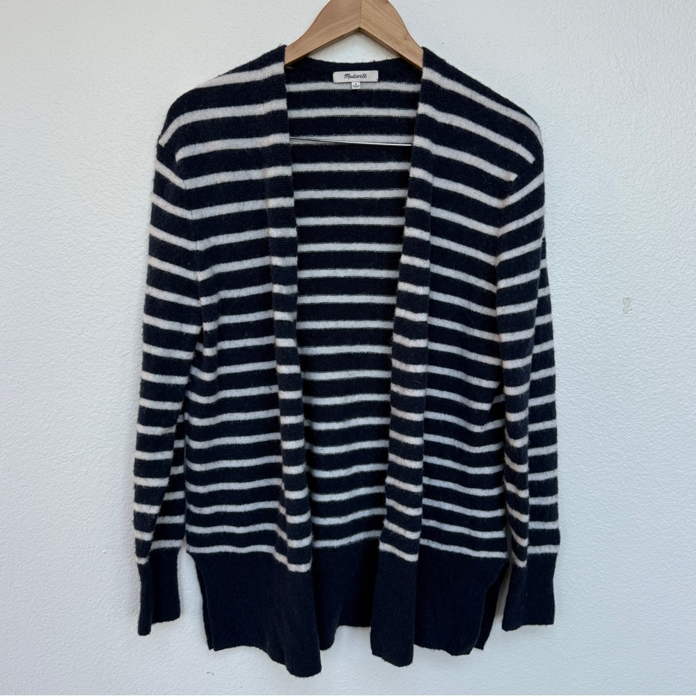 Madewell Alpaca Merino Wool Blend Cardigan Blue Striped Size S
